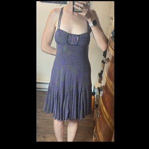 Free People Dress size Small purple green gold full skirt twirly